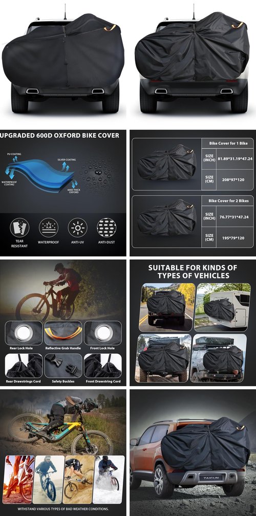 Bike Cover Outdoor Waterproof Bike Covers Rain Sun Dust Wind Proof Cover Bike Storage Protection for Mountain Road Bikes Electric Bike
