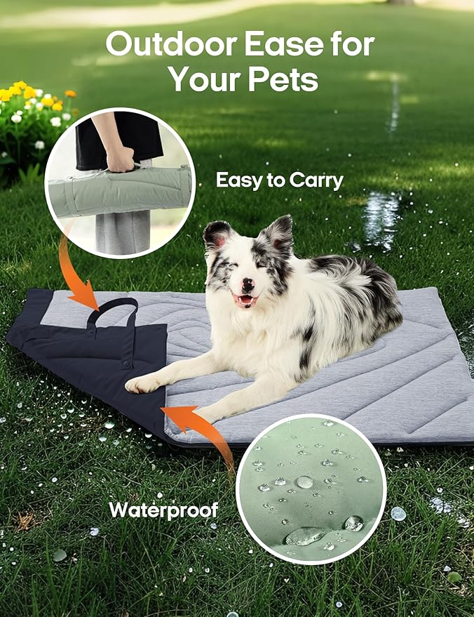 ZonLi Dog Cooling Mat, 40" x 27"Medium, Waterproof Cooling Pad for Dogs & Cats, Portable & Durable Pet Mat for Crate, Trunk, Camping, Outdoors, Machine Washable, Tidal Blue