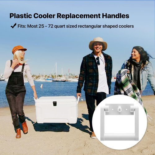 Replacement Cooler Handles Parts for 25-72 Qt Coolers,High Strength Plastic Cooler Handles and Screws Kit -2 Pack