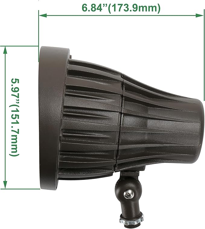 GKOLED 30Watt Bullet LED Spotlight, Narrow Beam Angle COB LED Round Spotlight, 5000K Daylight White, 3350 Lumens, 120-277V, Outdoor Flag Pole Spot Lights Fixture, UL Listed