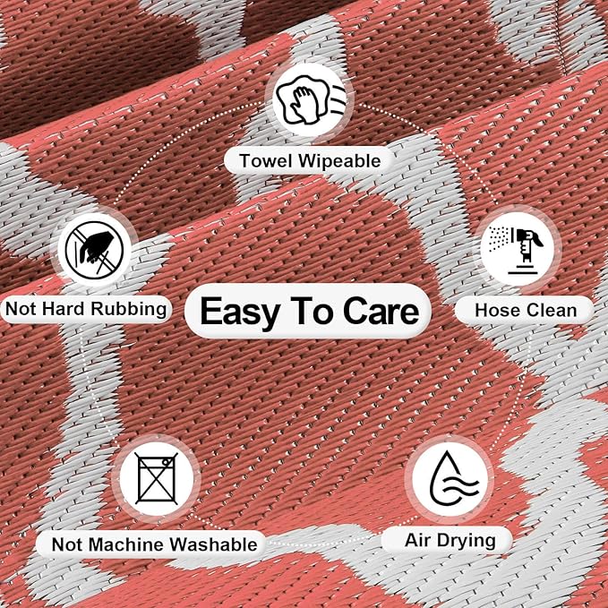 OutdoorLines Outdoor Plastic Area Rug for Patio 4x6 ft - Reversible Outside Carpet, Stain & UV Resistant RV Mats, Straw Rug for Camping, Deck Garden, Porch and Balcony, Moroccan/Orange & Light Grey