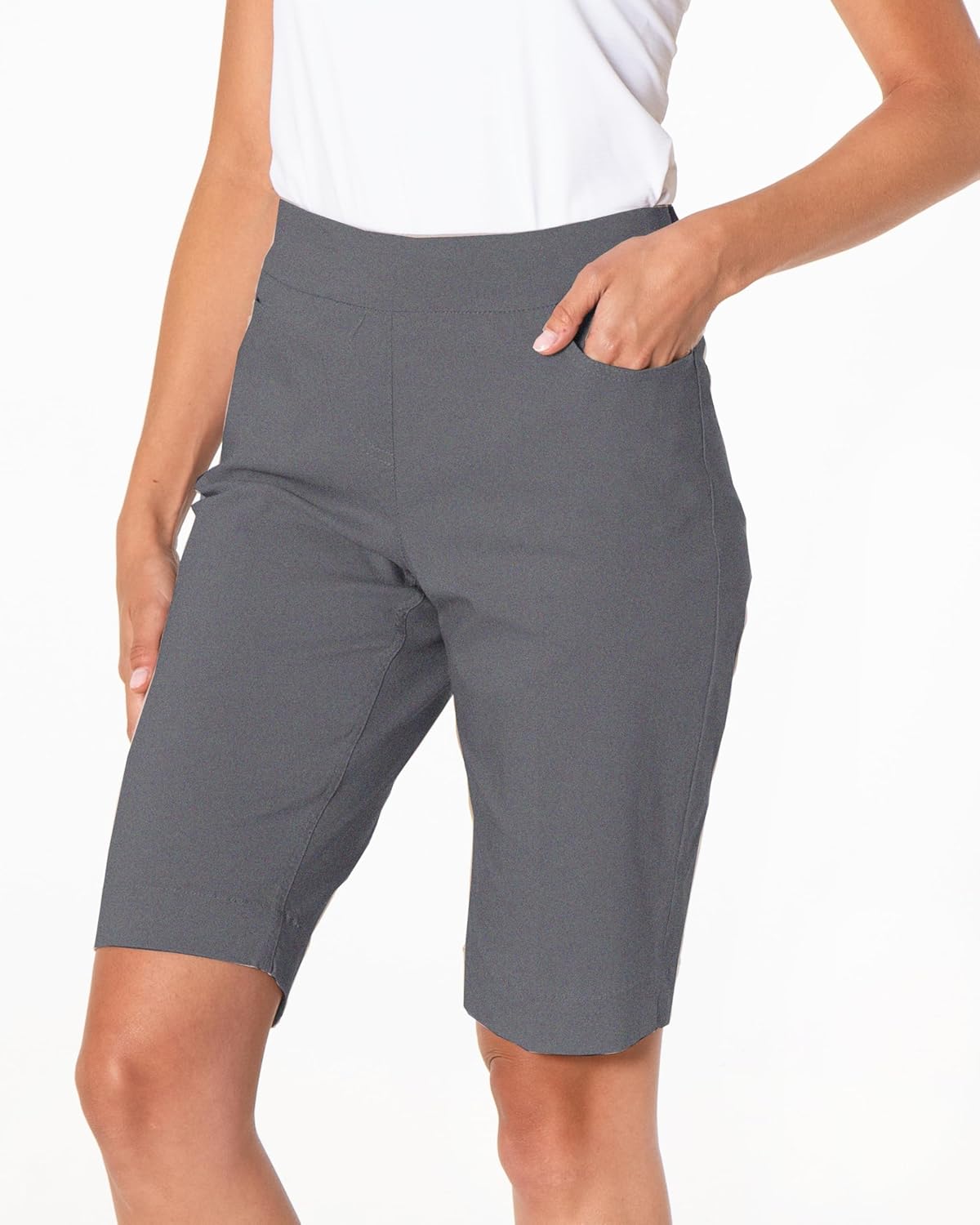 SLIM-SATION Women's Golf Wide Band Pull On Short with Real Pockets