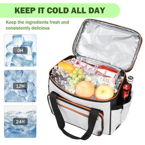 Tirrinia Insulated Cooler Bag-24 Cans Portable Collapsible Soft Sided Ice Chest, Leak-Proof with Zipper Cooler Box for Beach, Drink, Travel, Camping, Picnic