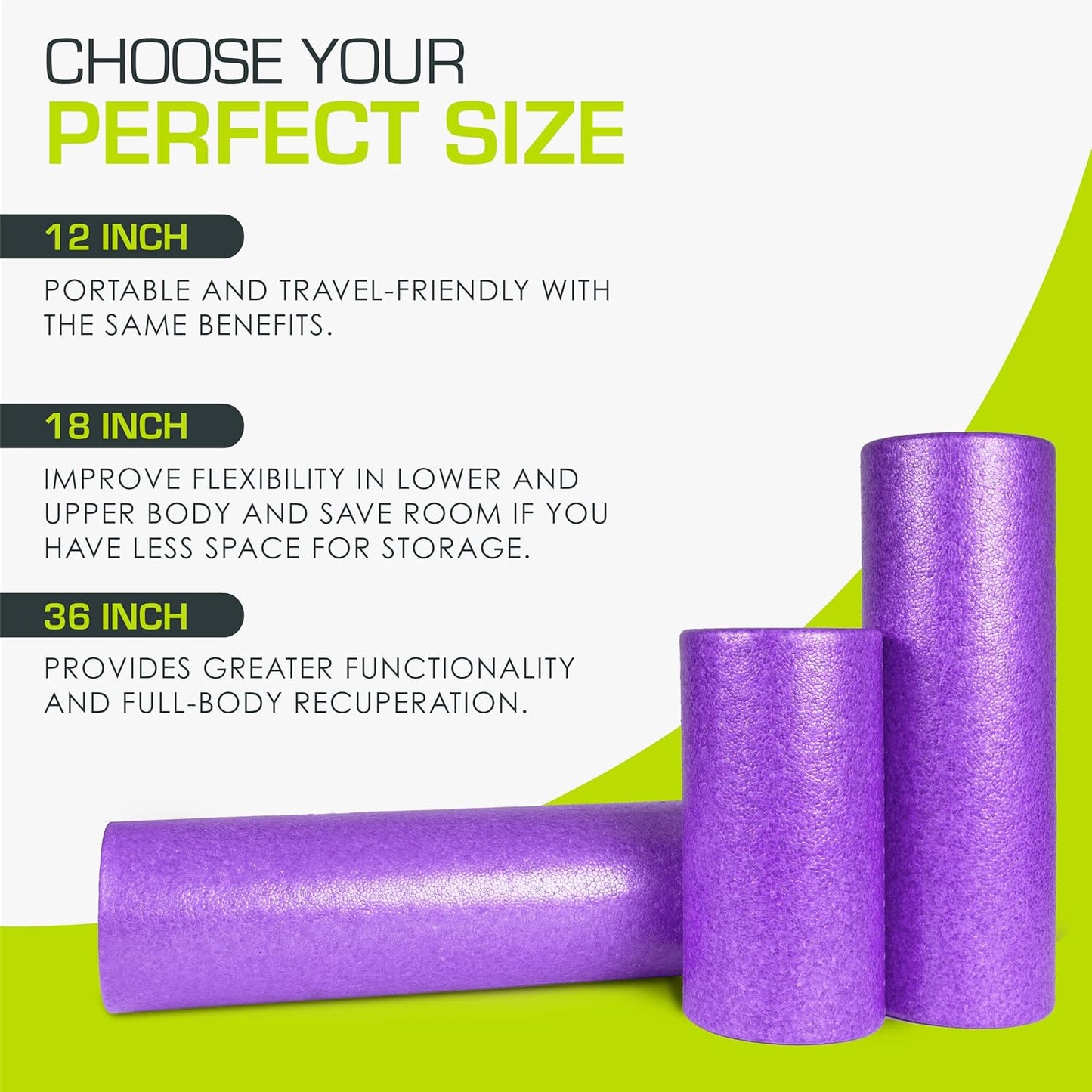 ProsourceFit High Density Foam Rollers 36 - inches Long, Firm Full Body Athletic Massage Tool for Back Stretching, Yoga, Pilates, Post Workout Muscle Recuperation, Black