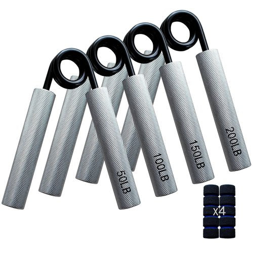 Grip Strength Trainer 4-Pack, 50LB-200LB, Metal Non-Slip Grip, Heavy Duty Grip Strengthener, Wrist Forearm and Hand Exerciser