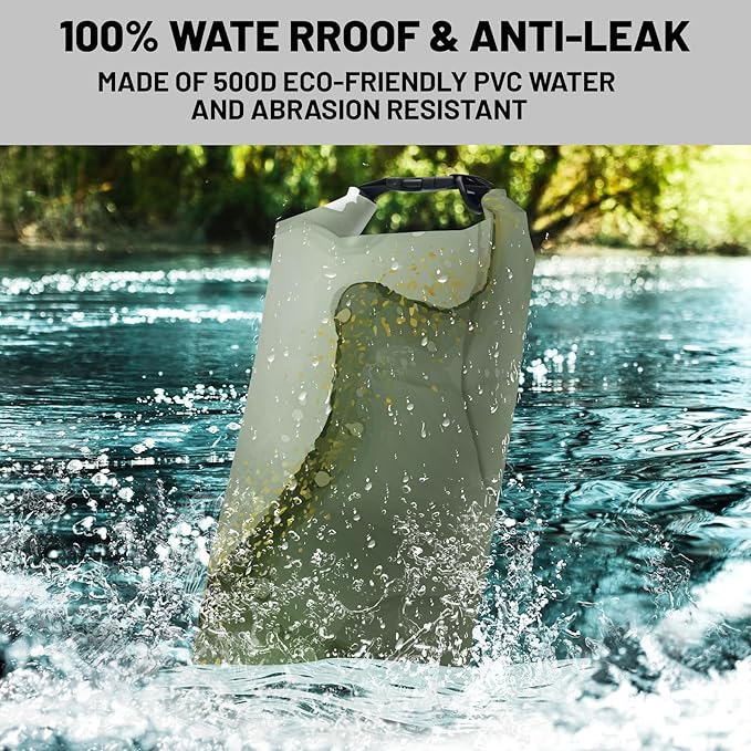 Waterproof Dry Bag,Roll Top Sage Green Marble Small Waterproof Backpack 5L/10L/20L Floating and Lightweight Bags for Kayaking, Boating, Fishing, Swimming and Camping