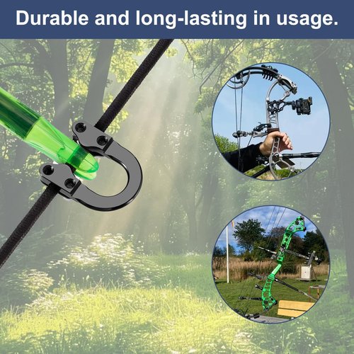 KURUGEILI 2 Sets Archery Metal U Nock D Loop for Compound Bow, Metal D Ring Material Archery Release Aids with Screwdrivers for Shooting Hunting ﻿