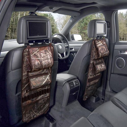 Nowaca 2 Pack Tactical Seat Back Gun Rack, Truck Gun Rack for Hunting Gear, Camo Gun Holder for Car with Storage Pockets, Automotive Gun Racks for Hunting Rifles/Shotguns, Hunting Gift for Men