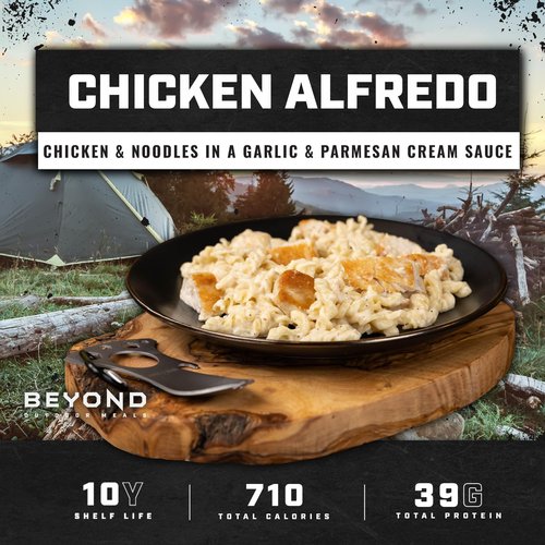 Beyond Outdoor Meals Chicken Alfredo | Freeze Dried Camping & Backpacking Food | High Protein Meals | Just Add Water