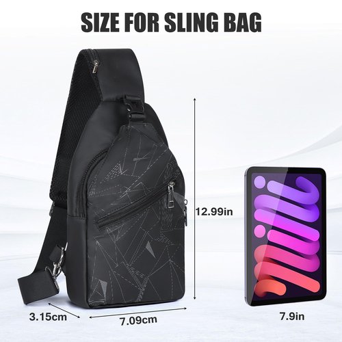 VALUEQLO Waterproof Sling Bag for Men and Women, Anti-Theft Crossbody Backpack, Quick-Access Card Pocket, Lightweight Oxford Chest Bag for Travel, Hiking, Running, Daily Commute, Black