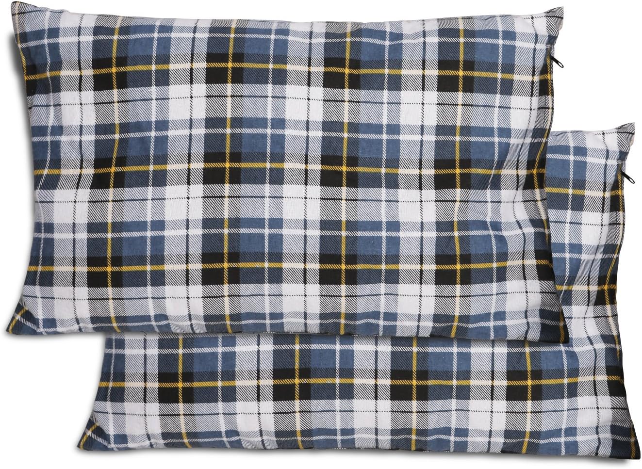 REDCAMP Small Camping Pillow Lightweight and Compressible, Flannel Travel Pillow with Removable Pillow Cover, 2 Pack