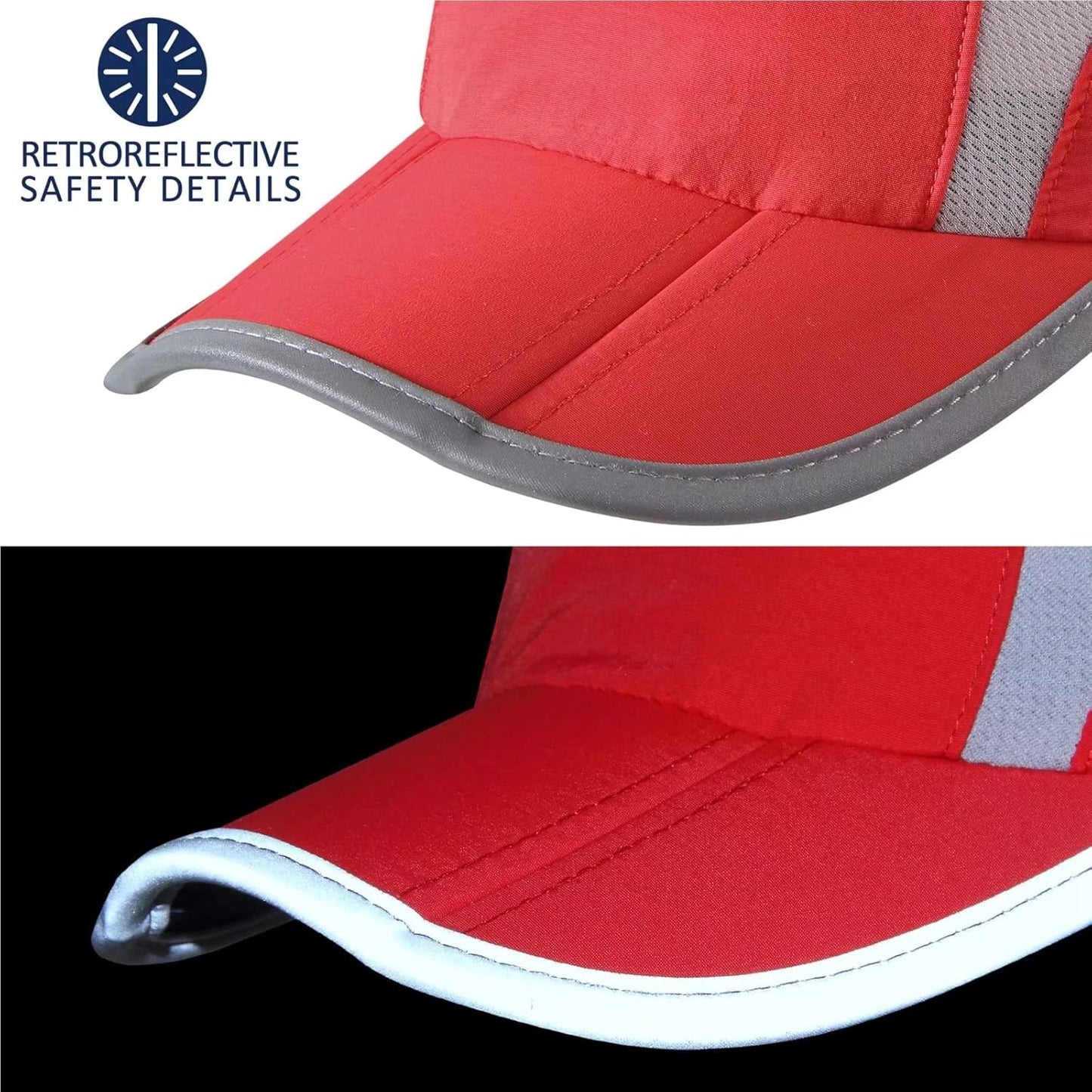 TITECOUGO Reflective Folding Hat Unstructured Breathable Design UPF 50+ Sun Protection Sport Running Cap