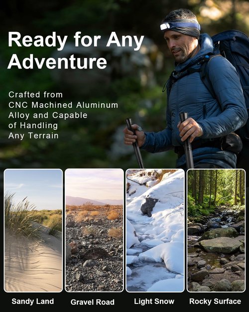 aiGear Tactical Walking Stick - Upgraded Survival Hiking Stick with Outdoor Multi-Tool Gear Trekking Poles for Outdoor Adventures, Trekking, Survival Hiking Tactical Tool