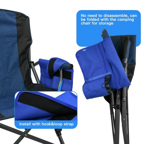 Xxerciz Beach Chair Cup Holder, Camping Chair Armrest Drink Organizer with Easily Attached Hook and Loop Strap, Universal Chair Accessory for Water Bottle, Sunglasses, Phone, Tablet, etc. (Blue)