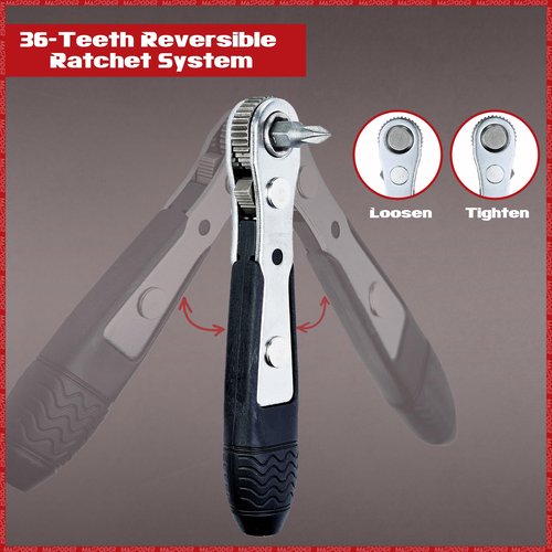 MASPODER Bike Tool Kit, Repair Kit Mini Ratchet Wrench with 26 Bits, Saddle Bag, Pump, Tire Lever Patches Bicycle Multitool Accessories Screwdriver Set for Adult Bikes Road Mountain MTB