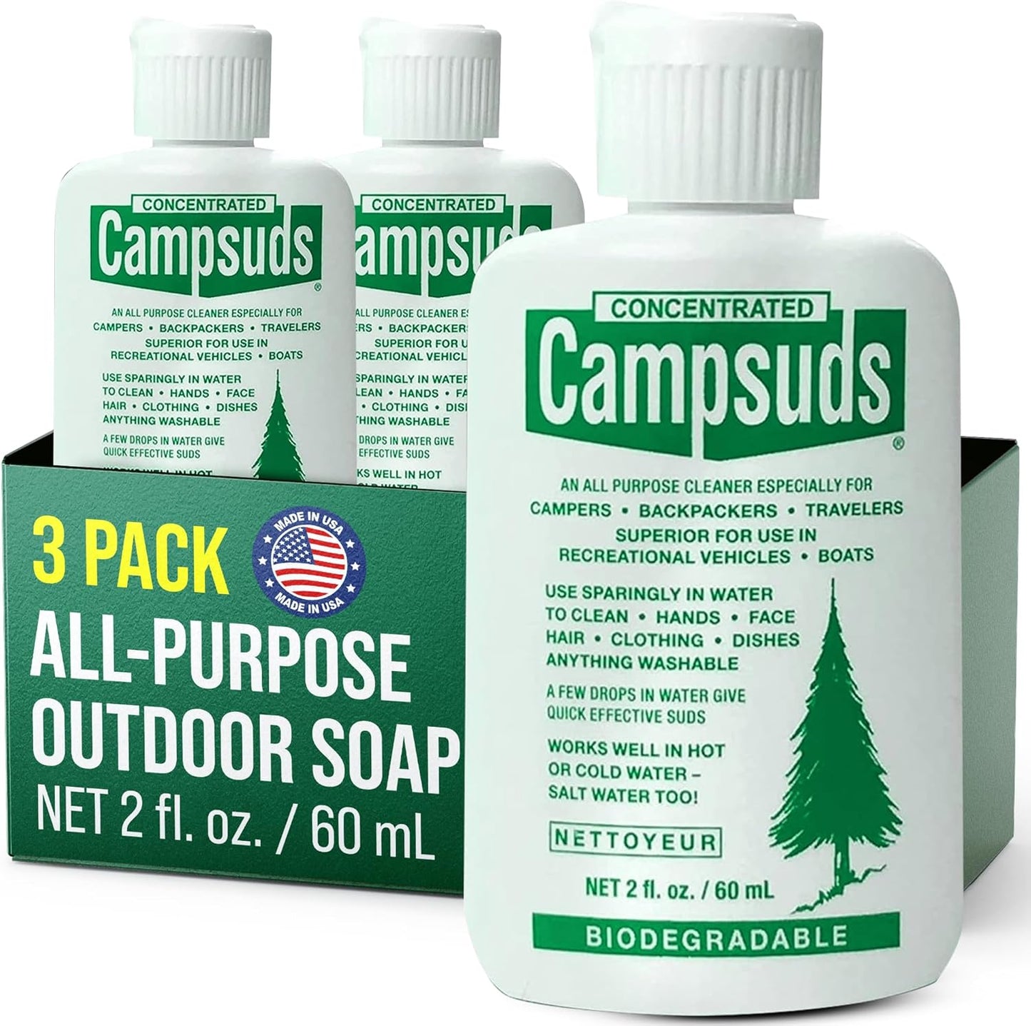 Sierra Dawn Outdoor Soap - Premium Biodegradable Camping & Backpacking Essential - All-Purpose Natural Soap for Dishes, Clothes & Personal Care - Trusted by Outdoor Enthusiasts, 2 Ounce, 3 Bottles