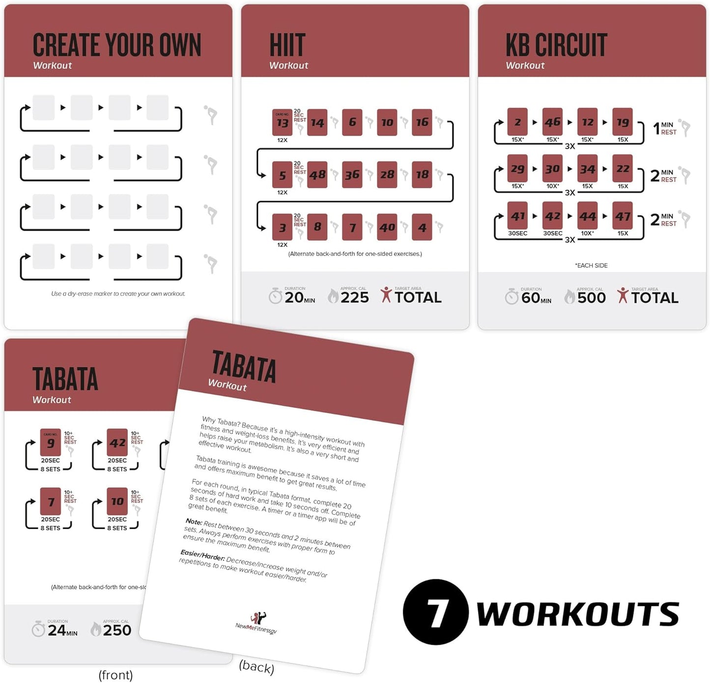 NewMe Fitness Yoga Pose Workout Cards, Instructional Fitness Deck for Women & Men, Beginner Fitness Guide to Training Exercises at Home or Gym