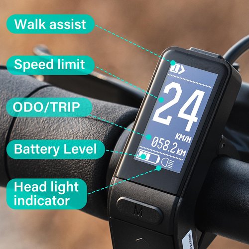 E-Mangue 5 Pin Female Ebike LCD Display SW102 for Bafang BBS01B BBS02B BBSHD Mid Drive Motor, 0-9 Pedal Assist Levels eBike Computer Display with UART Protocol