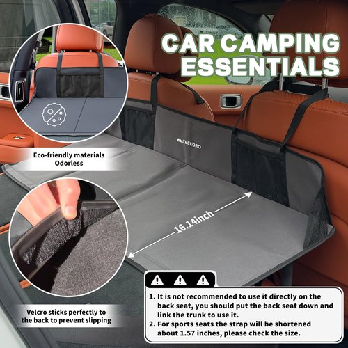 YEEKORO Car Rear Seat Mattress Extension Plate, Foldable Car Back Seat Extender，Portable Mattress for Sleeping, Increase Travel Trunk Space and Car Bed Camping Space for Car, SUV, Model Y/3