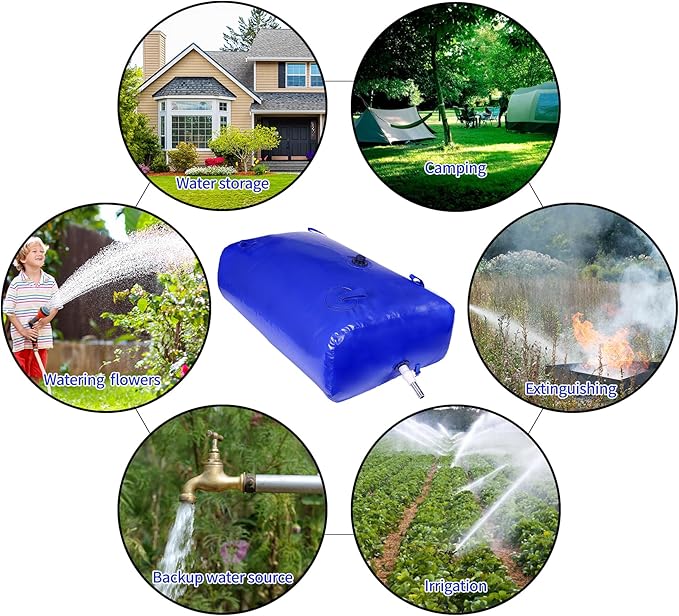 MXQMKL 2480 L/650 gal Water Bladder Storage Containers, Foldable Portable Water Tank Large Capacity Soft Water Bag, Drought Resistance, Fire Prevention, Emergency Water