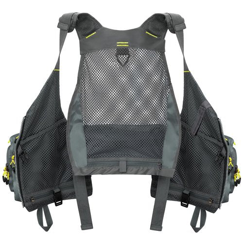 Gonex Fly Fishing Vest for Men Women, Comfortable Adjustable Fishing Vest with Multi-Pockets Reflective Stripes, Gray+Yellow