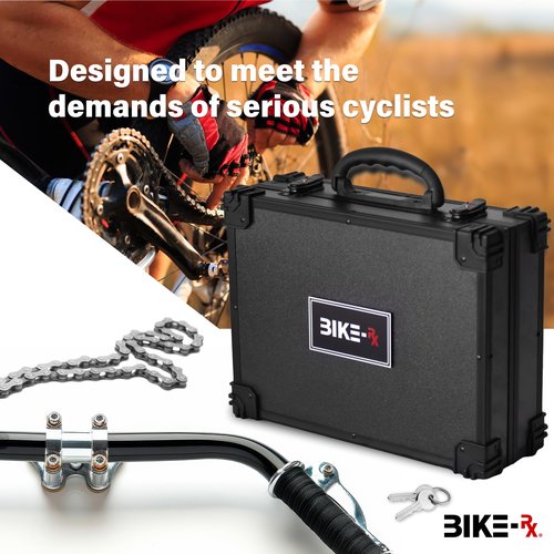 BIKE-RX Elite 37pc Bike Tool Kit – Bicycle Repair Set for Mountain, Road, BMX & Ebikes, w/Chain Breaker, Tire Repair, Maintenance Kit & Lock Case