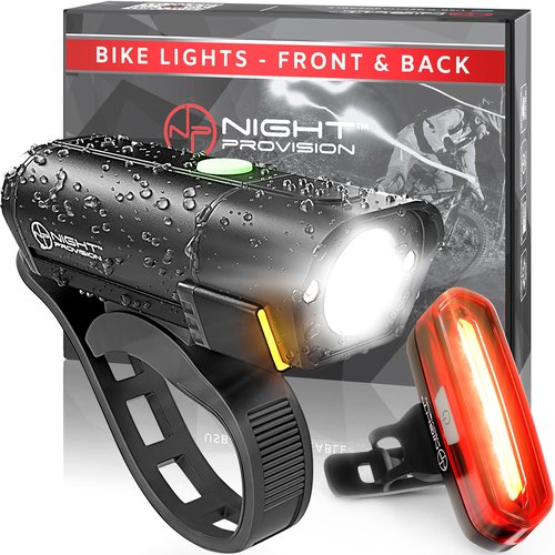 Bike Lights Front and Back (BX-Series) - Bicycle Headlight and Tail Light Set with Powerful Rechargeable LED for Night Riding - USB-C - Bike Safety Equipment (BX-400 Black)