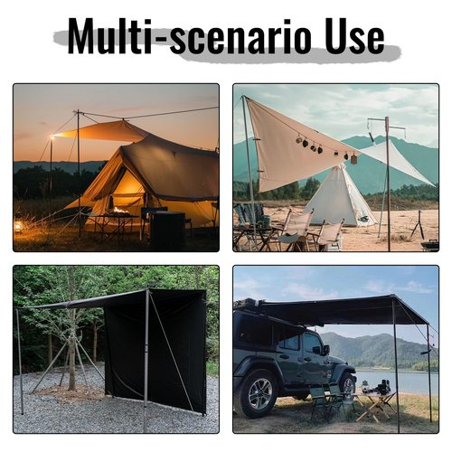 HIKEMAN Tarp Poles Tent Poles - Aluminium Camping Poles,Canopy Poles Awning Poles Adjustable Telescoping 92-280cm for Outdoor Camping Backpacking Awning (2PCS-Black)