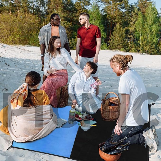Frelaxy Pocket Picnic Blanket, Waterproof Beach Blanket, Compact Camping Blanket, Lightweight Outdoor Blanket for Beach Festival Camp Picnic Hiking Travel (Blue, 57'' x 71'')