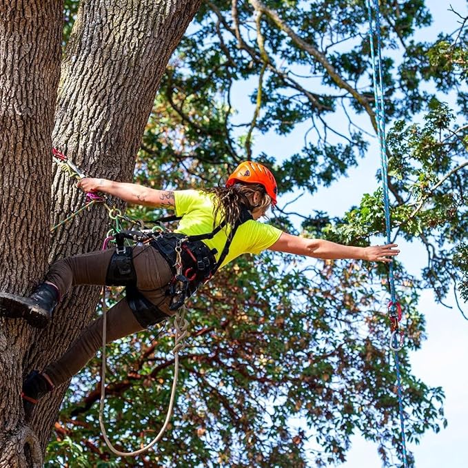 Double Braided Arborist Rope - 1/2 Inch x 200 Feet Polyester High Strength Climbing Rope for Tree Work, Halyard, Sailing (Orange)