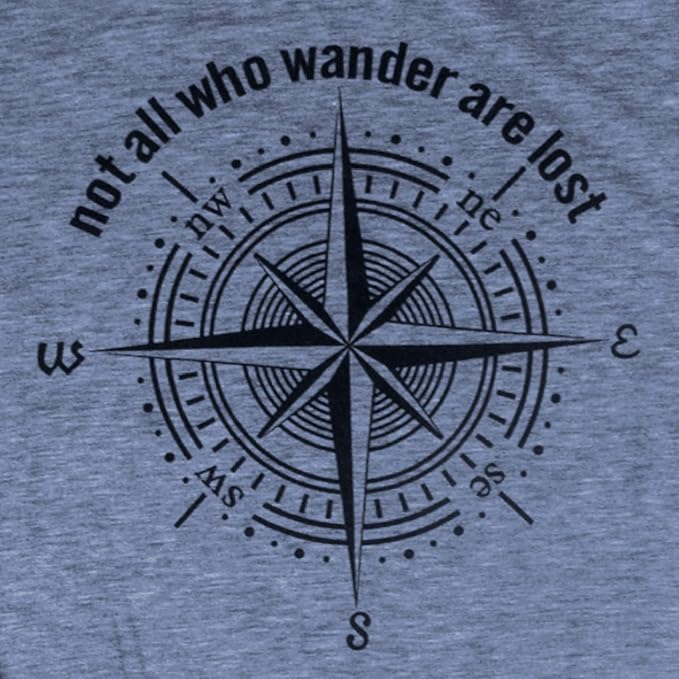 Womens Graphic T-Shirt Not All Who Wander are Lost Funny Tees for Women Summer Casual Tops Athletic Shirts