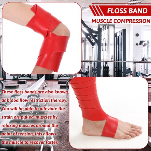 2 Pcs Muscle Floss Bands, Compression Bands with Storage Bag, Mobility and Recovery Bands for Improving Movement, Increasing Circulation & Reducing Soreness (Red & Black)