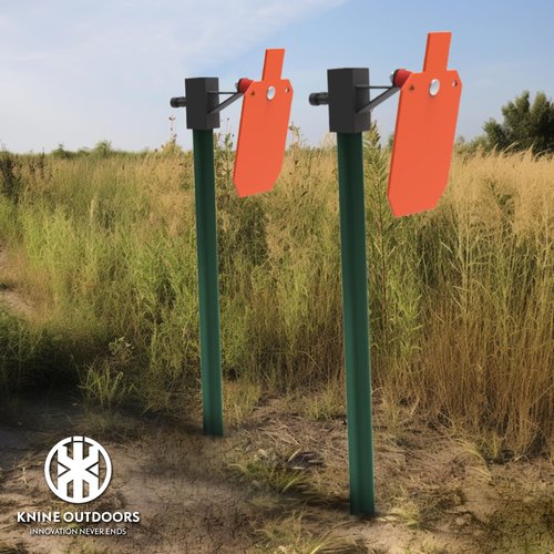KNINE OUTDOORS 2x4 T Post Target Hanger, Shooting Target Stand Base, Adjustable Height Steel Post AR500 Steel Silhouette Gong Targets Conversion Adapter, T Post Design, 2 Pack
