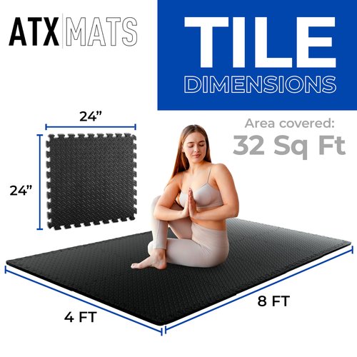 Puzzle Exercise Mat EVA Interlocking Foam Floor Tiles for Home Gym, Mat for Home Workout Equipment, Floor Padding for Kids, Black (2ft x 2ft x 0.5in)