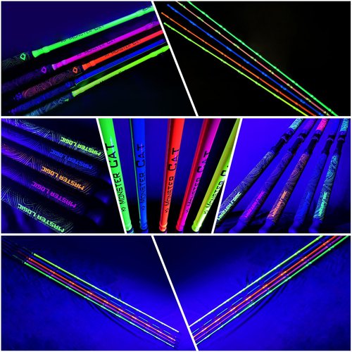 MASTER LOGIC Monster Catfish Fishing Rod - 7' Medium Heavy, 1-Piece Glow in Dark Casting Rod, S-Glass & Carbon Graphite Blend, Durable EVA Foam Super Grip, Catfish Pole for Night Fishing Green