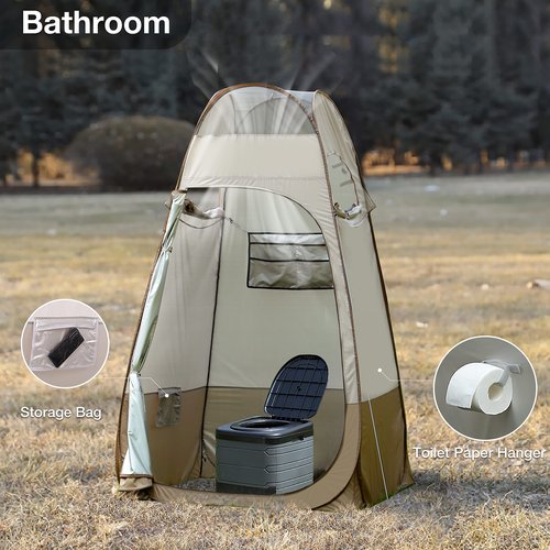 TRIPTIPS Pop Up Shower Tent with Floor Changing Tent with Mesh Window Camping Shower Tent 6.9 FT Privacy Tent for Portable Toilet Outdoor Portable Dressing Room, Removable Rain Cover/UPF 50+ (Green)