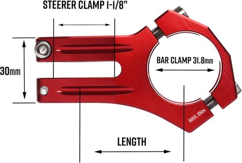 Funn Funnduro MTB Stem with 31.8mm Bar Clamp - The Ultimate Ultralight and Tough Alloy Bicycle Stem for Mountain Bike and BMX Bike