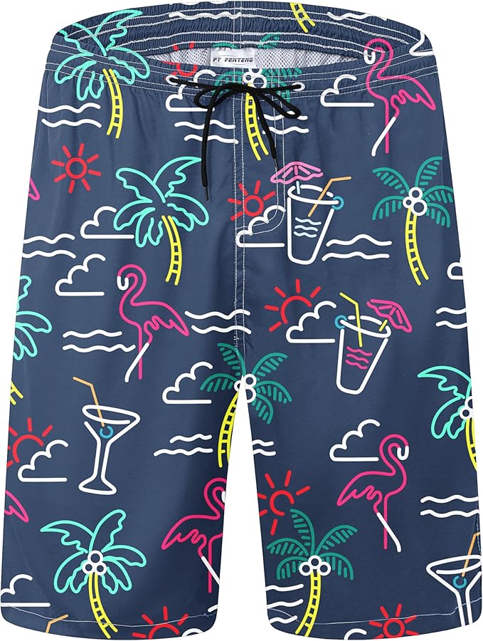 Mens Swim Trunks Quick Dry Board Shorts with Mesh Lining, Breathable Surf Beach Shorts Swimwear Bathing Suits