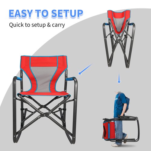 Northroad Oversized Rocking Camping Chair, Portable Folding Director Chair, Rocker Camp Chair for Outdoor Backyard Patio Lawn Garden