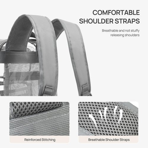 Telena Small Clear Bag for Stadium Events Heavy Duty PVC Transparent Mini Backpack Grey