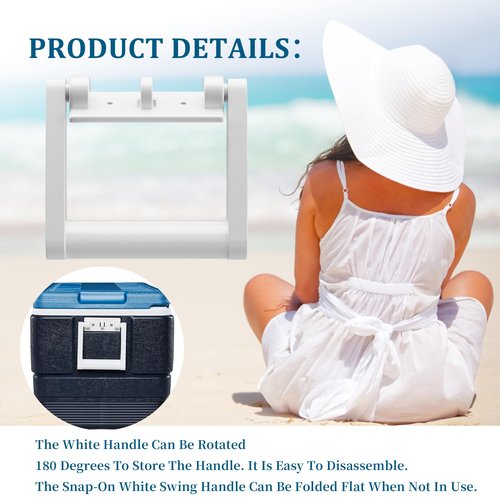 BiLLNE Cooler Replacement Handle,for 21023 25-72 Quart Cooler White Square Swing-Up Handle,White Plastic Cooler Replacement Handles