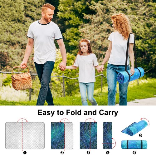 ICOSY Picnic Blankets Beach Blanket, Waterproof Outdoor Blanket Sandproof Picnic Camping Mat Camping Essentials 78" x 59"