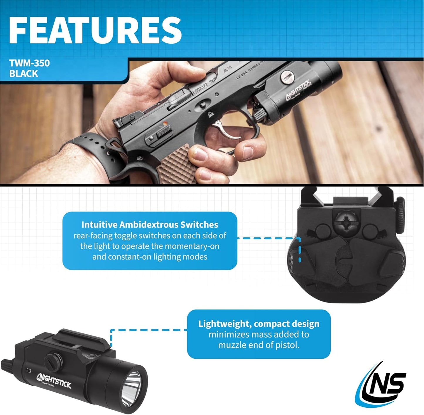 Nightstick TWM-350 Tactical Weapon-Mounted Light, Black