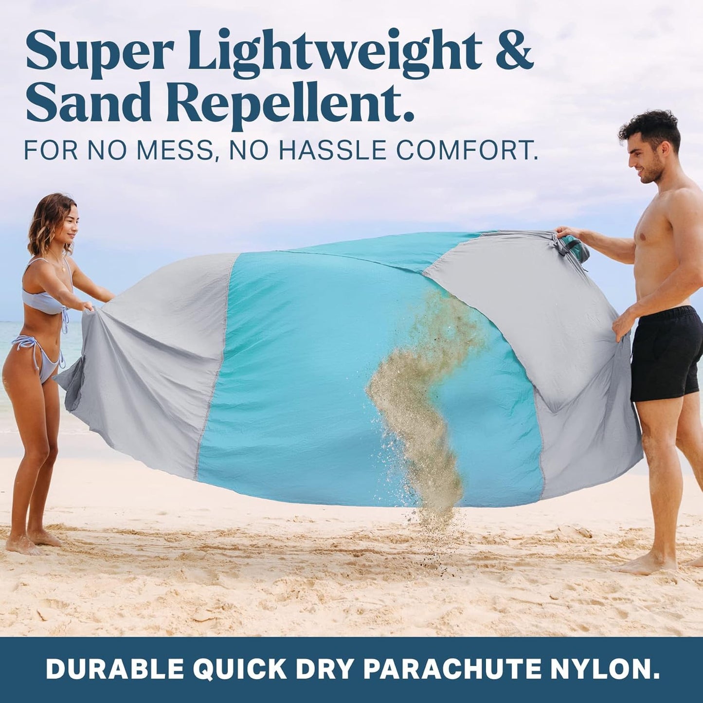 Seaview 180° Beach Blanket Waterproof Sandproof, Extra Large 6"x7" Sand Free Beach Mat for 1-6 Adults, Oversized Outdoor Blanket with 4 Sand Pockets, Portable Lightweight Packable - Picnic Mat