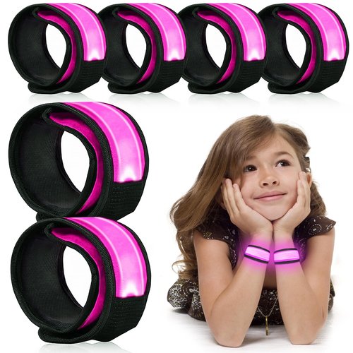 esonstyle 6 PCS LED Bracelets, LED Light Up Bracelets, Pink LED Wristbands, Led Slap Bracelets for Walking, Running, Jogging, Concerts, Sports, Camping, Sporting Events, Party, Rave Accessories