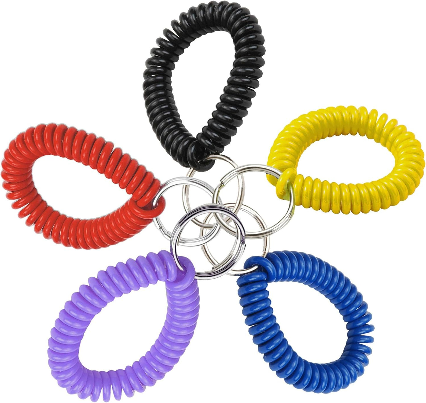 ucky Line 2” Spiral Wrist Coil with Steel Key Ring, Flexible Wrist Band Key Chain Bracelet, Stretches to 12”, Purple, 10 Pack (41065)