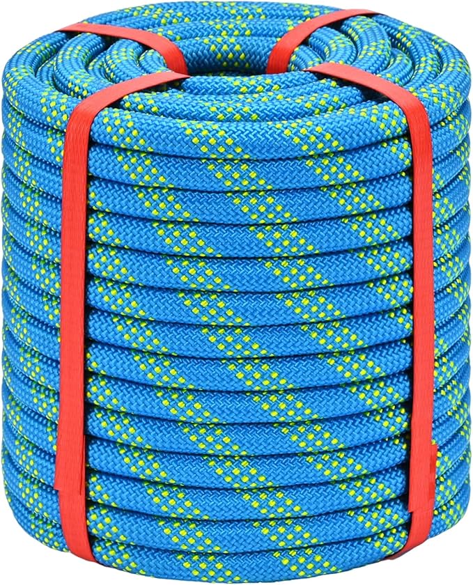Arborist Rigging Rope - Blue 1/2 in x 100 Ft Static Bull Rope for Climbing Tree Felling Pulling Various Outdoor Applications Construction Swing Sailing
