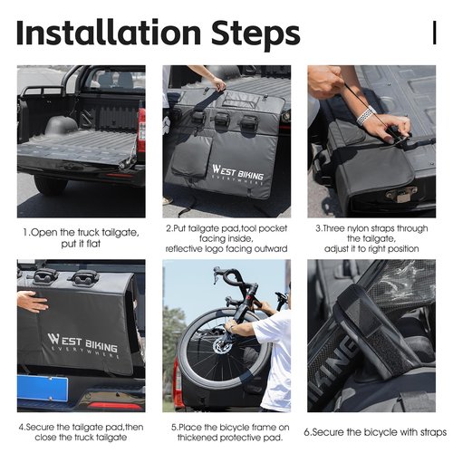 ICOCOPRO Bike Pads for Pickup Truck Tailgate With Secure Frame Straps, Protection Pad for Bike and Truck