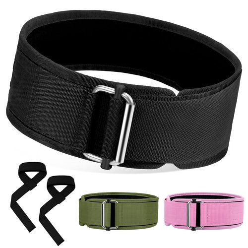Turakun Weight Lifting Belt and Lifting Straps: Weightlifting Gym Belt for Men Women Deadlift Squats Belt for Bodybuilding Workout, 4 Inch Black S
