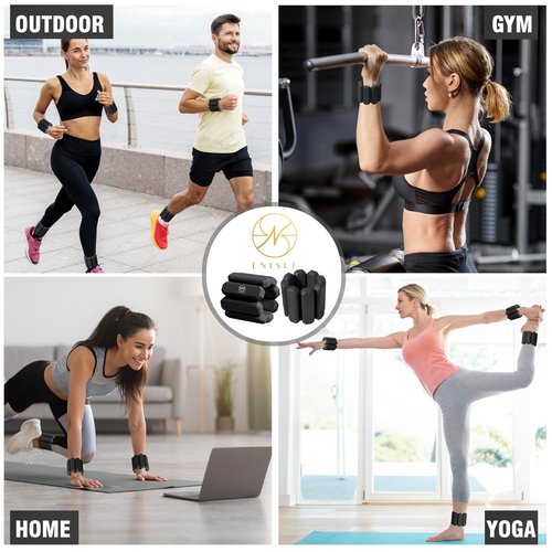 Wrist Weights Set of 2(1LB Each) Adjustable Ankle Weights for Women Men, Wearable Silicone Waterproof Arm Weights for Exercise, Fitness Workout, Yoga, Running, Swimming, Dance